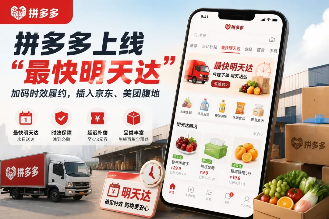 拼多多上线“最快明天达”：从低价电商走向时效战，从流量战争进入履约战争